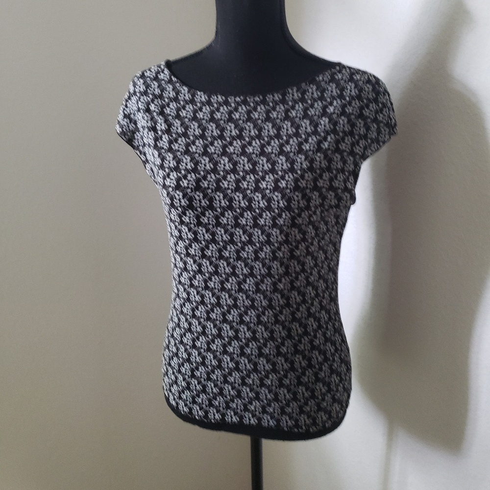 Ladies Black and Grey Floral Blouse